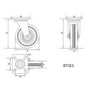 VOREL Priemyselná otočná vidlica kolesa 75 mm 75 kg