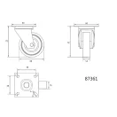 VOREL Priemyselná otočná vidlica kolesa 50 mm 20 kg