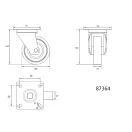VOREL Priemyselná otočná vidlica kolesa 125 mm 50 kg