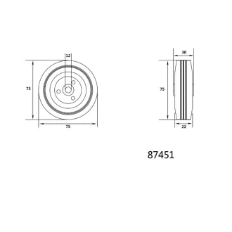 VOREL Priemyselné koleso 75 mm 40 kg