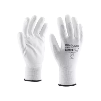   DRAGONFLY/11 Máčané montážne rukavice BIELE balené po páre
