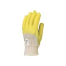 Pracovné ochranné rukavice krepové latexové, odolné proti prerezaniu, protišmykové, citrónovo žlté