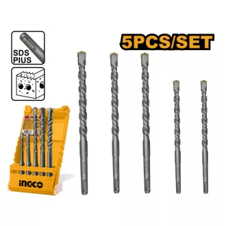 INGCO Sada kameňových vŕtakov 5-dielna 6-12 mm SDS-Plus
