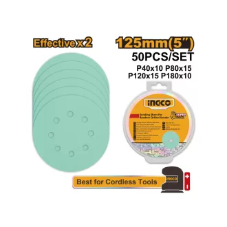   INGCO Fibrózový kotúč na suché zipsy 125 mm 8 otvorov (50 ks)