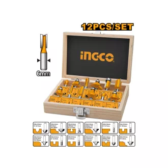 INGCO Sada hornej frézy 12 kusov 6 mm