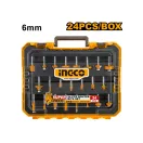 INGCO Súprava fréz na horný frézač 24 dielna 6 mm