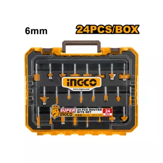 INGCO Súprava fréz na horný frézač 24 dielna 6 mm