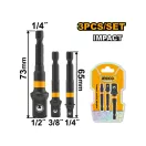 INGCO Adaptér pre kľúč 3 kusy 1/4" Hex-->1/2", 1/4", 3/8"