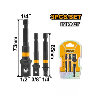   INGCO Adaptér pre kľúč 3 kusy 1/4" Hex-->1/2", 1/4", 3/8"
