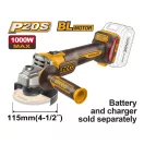 INGCO Akumulátorová uhlová brúska 115 mm bez uhlíkov 20 V (bez batérie a nabíjačky)