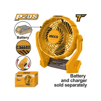   INGCO Akumulátorový ventilátor 180 mm 20 V (bez batérie a nabíjačky)