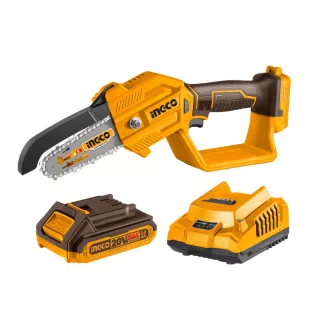   INGCO Akumulátorová reťazová píla 127 mm 20 V (1 x 2,0 Ah batéria + nabíjačka)