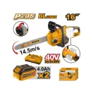 INGCO Akumulátorová reťazová píla 400 mm bezuhlíková 2 x 20 V (2 x 4,0 Ah batéria + nabíjačka)