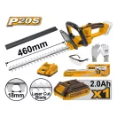 INGCO Akumulátorové nožnice na živý plot 460 mm 20 V (1 x 2,0 Ah akumulátor + nabíjačka)