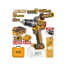 INGCO Akumulátorová príklepová vŕtačka-skrutkovač 96 Nm bezuhlíkový 20 V (2 x 4,0 Ah akumulátor + nabíjačka)