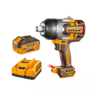   INGCO Akumulátorový rázový skrutkovač 3/4" 1750 Nm bezuhlíkový 20 V (2 x 8,0 Ah akumulátor + nabíjačka)