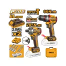 INGCO Akumulátorový balík 20 V Úderné vŕtačky-skrujky 66 Nm+Úderné skrutkovacie kľúče 1/4" 285 Nm (2 ks akumulátor + nabíjačka)