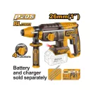 INGCO Akumulátorové kombi kladivo 2,5 J SDS-Plus bezuhlíkové 20 V (bez batérie a nabíjačky)