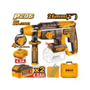 INGCO Akumulátorový kombinovaný kladivo 2,5 J SDS-Plus bez uhlíkových kefiek 20 V (2 x 4,0 Ah batérie + nabíjačka)