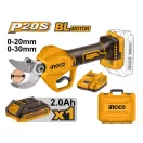 INGCO Akumulátorové záhradné nožnice 30 mm bez uhlíkových kefiek 20 V (1 x 2,0 Ah akumulátor + nabíjačka)