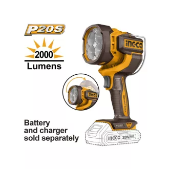   INGCO Akumulátorová LED lampa 2000 lm 20 V (bez akumulátora a nabíjačky)
