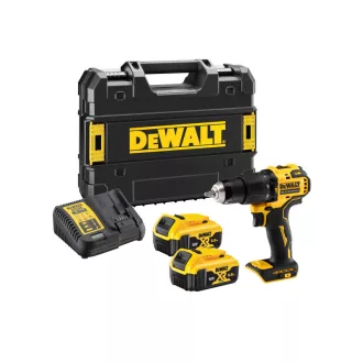   DEWALT Akumulátorová príklepová vŕtačka 18 V bez uhlíkovej kefky (2 x 5,0 Ah akumulátor + nabíjačka + TSTAK) DCD709P2T