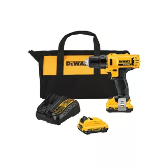   DEWALT Akumulátorový vŕtací skrutkovač 12 V bez uhlíkovej kefky (2 x 2,0 Ah akumulátor + nabíjačka) DCD710D2