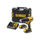 DEWALT Akumulátorová príklepová vŕtačka 18 V bez uhlíkovej kefky (2 x 1,5 Ah akumulátor + nabíjačka + TSTAK) DCD778S2T