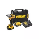 DEWALT Akumulátorový rázový uťahovák 18 V bez uhlíkovej kefky (2 x 5,0 Ah batéria + nabíjačka + TSTAK) DCF891P2T