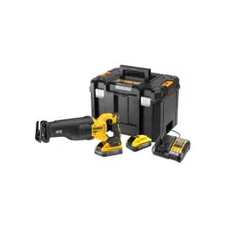  DEWALT Akumulátorová sablíková píla 18 V (2 x 5,0 Ah PowerStack akumulátor + nabíjačka) v kufri TSTAK