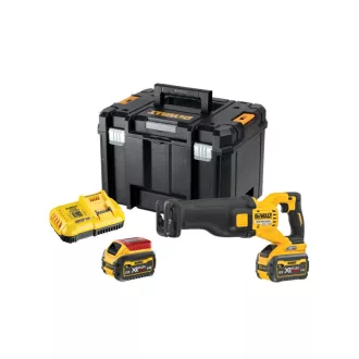   DEWALT Akumulátorová priamočiara píla 18 V bez uhlíkovej kefky (2 x 9,0 Ah batérie + nabíjačka) DCS389X2