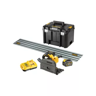   DEWALT Akumulátorová ponorná kotúčová píla 54 V bez uhlíkovej kefy (2 x 6,0 Ah akumulátor + nabíjačka + koľajnica) DCS520T2R