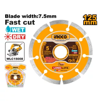   INGCO Diamantový rezací kotúč 125 x 7,5 x 22,2 mm segmentovaný