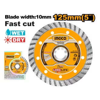 INGCO Diamantový rezací kotúč 125 x 10 x 22,2 mm turbó