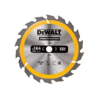   DEWALT CONSTRUCTION Pílový kotúč na klince do dreva 184 x 16 x 2,6 mm / 18T