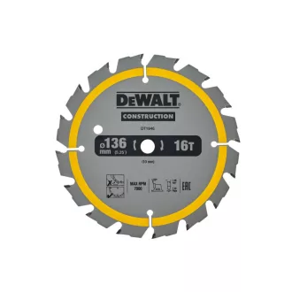   DEWALT CONSTRUCTION Pílový kotúč na klincované drevo 136 x 10 x 1,86 mm / 16T