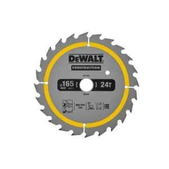   DEWALT CONSTRUCTION Pílkový kotúč na klincované drevo 165 x 20 x 1,86 mm / 24T