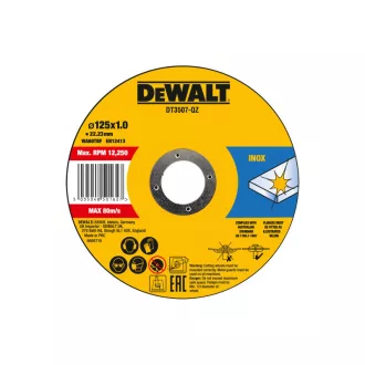   DEWALT Rezný kotúč na kov 125 x 1,0 x 22,2 mm inox WA60TBF v plechovej krabici (10 ks)