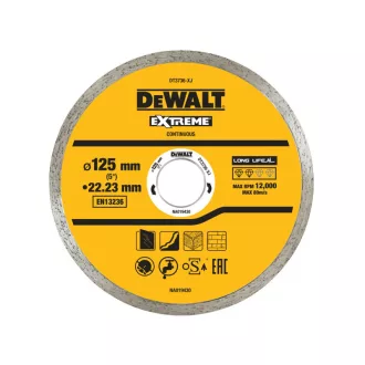   DEWALT Diamantový rezný kotúč na dlaždice 125 x 1,6 x 7,0 x 22,2 mm hladký