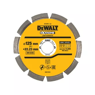   DEWALT Diamantový rezací kotúč na tvrdé materiály 125 x 2,0 x 7,5 x 22,2 mm segmentovaný