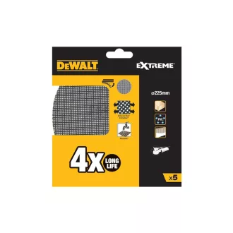   DEWALT EXTREME Umývateľná suchý zips brúsna sieťka 225 mm / P240 (5 ks)