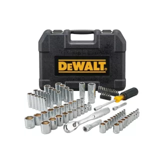   DEWALT Sada nástrčných kľúčov 84-dielna, krátka/dlhá, metrická/palcový 1/4" + 3/8"