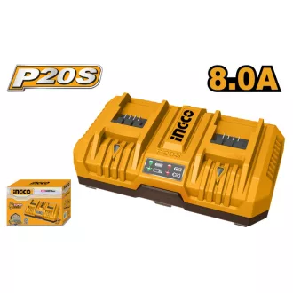 INGCO Dvojitá nabíjačka akumulátorov 8,0 A 20 V