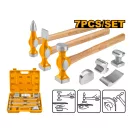 INGCO Sada kladiv a vyrovnávacích nástrojov pre karosárie 7 kusov s Hickory rukoväťou