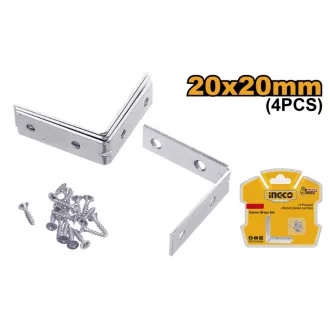 INGCO Kútikové spojovacie plechy 20 x 20 mm (4 ks)