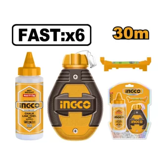   INGCO Sada maľovacích šnúr 2 kusy 30 m (plastový obal šnúry + modrá farba)