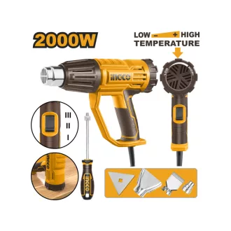 INGCO Horák 550°C 2000 W + príslušenstvo