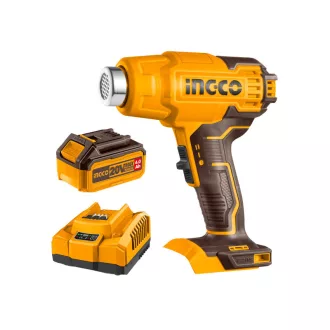   INGCO Batériová teplovzdušná pištoľ 550°C 20 V (1 x 4,0 Ah batéria + nabíjačka)