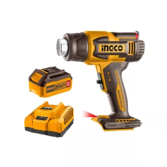   INGCO Aku horúci vzduch 550°C s LCD displejom 20 V (1 x 5,0 Ah akumulátor + nabíjačka)