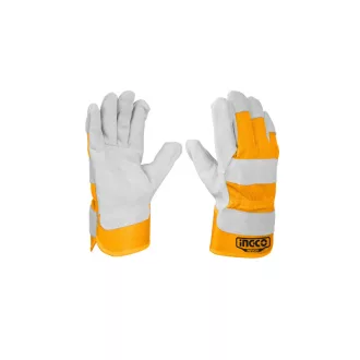   INGCO Rukavice na nakladanie veľkosť 10,5, hrubá hovädzia štiepenka, pevná látka, určené na vysoké zaťaženie